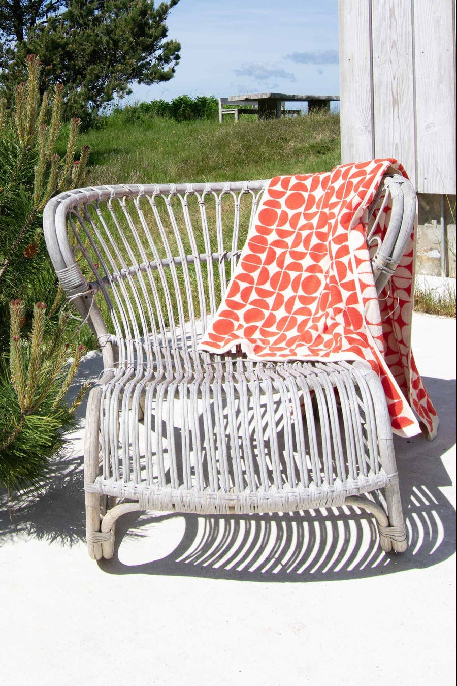 Geo håndklæde, Orange/Cream - 70x140 cm